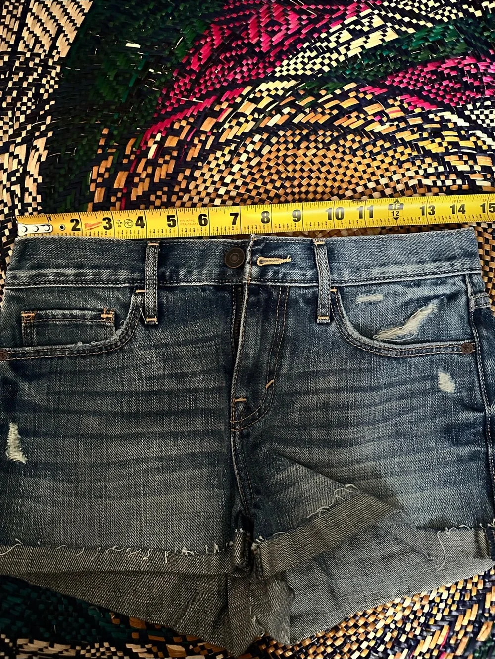 Abercrombie & Fitch Light Blue Distressed Denim Shorts